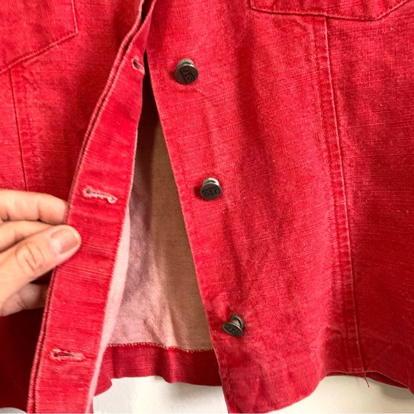 Red Denim Oversized Jacket Womens - Picture 9 of 11
